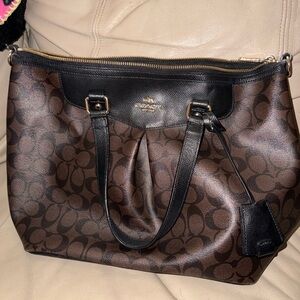 Coach Brown and Black Signature Tote